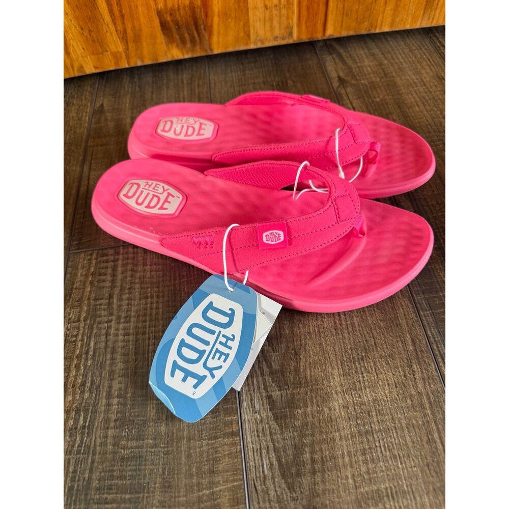 Hey Dude Christi Flip Sandals Sz. 7 NWT Electric Pink